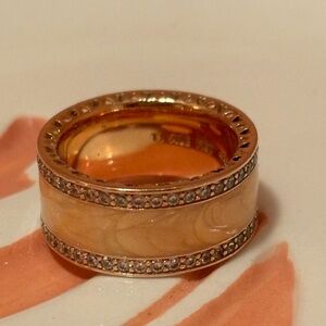 LIGHT PINK and ROSE GOLD jewel lined ring from PANDORA